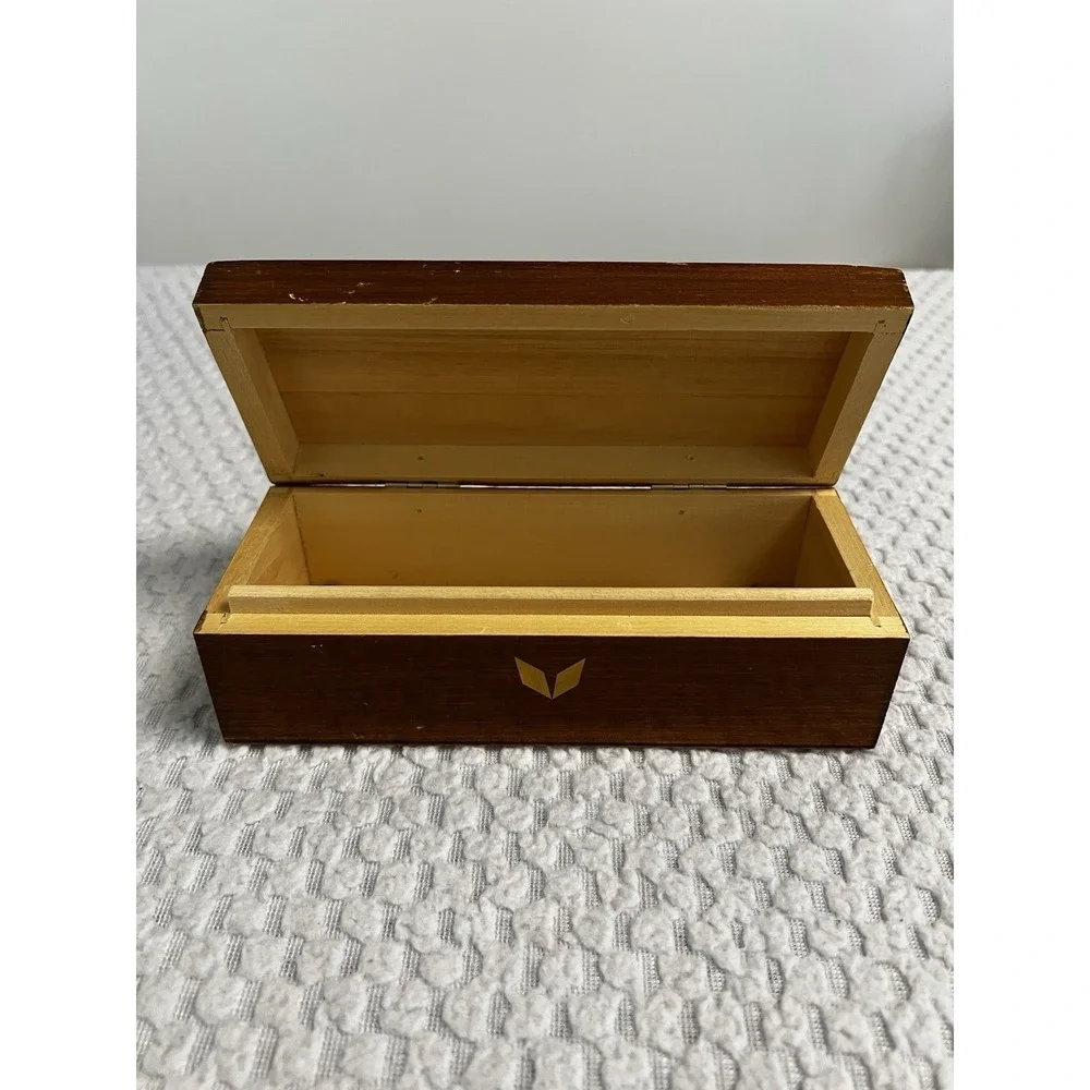 Vtg USSR Russian Inlaid Wood Jewelry Trinket Box Soviet Era MCM Boho Handmade